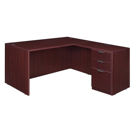 Regency Pedestal Desk Legacy 66" Single Full Pedestal L-Desk, 4, Mahogany LLDSPF663047MH